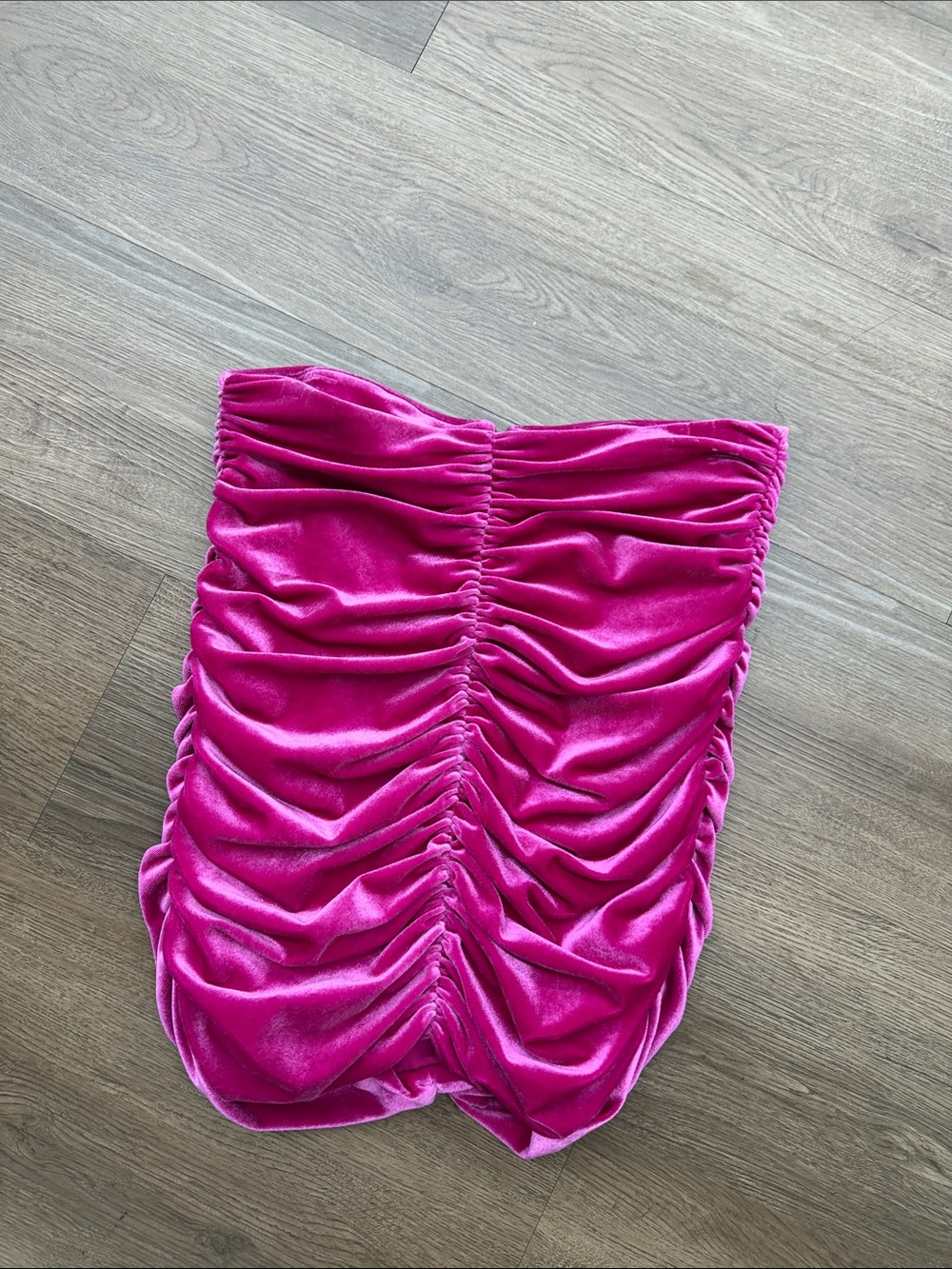 Zara Ruched Velvet Tube Top - Hot Pink Sz S